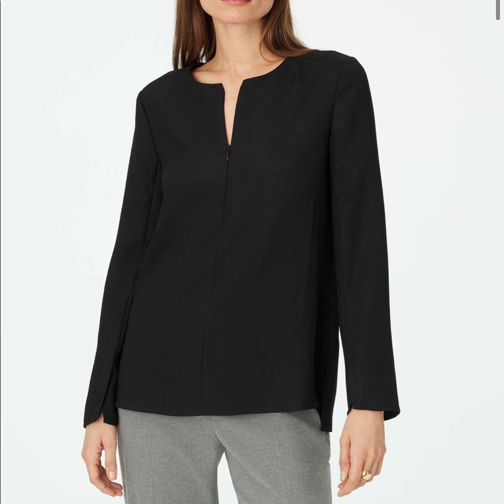 NWT Club Monaco Brannah 1/4 Zip Blouse Top Black
